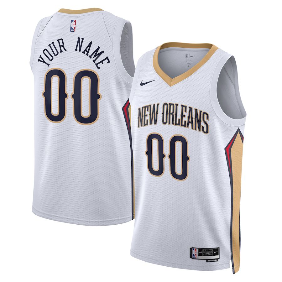 Men New Orleans Pelicans Nike White Association Edition 2022-23 Swingman Custom NBA Jersey